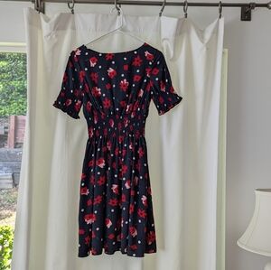 Floral Navy and Red Dress